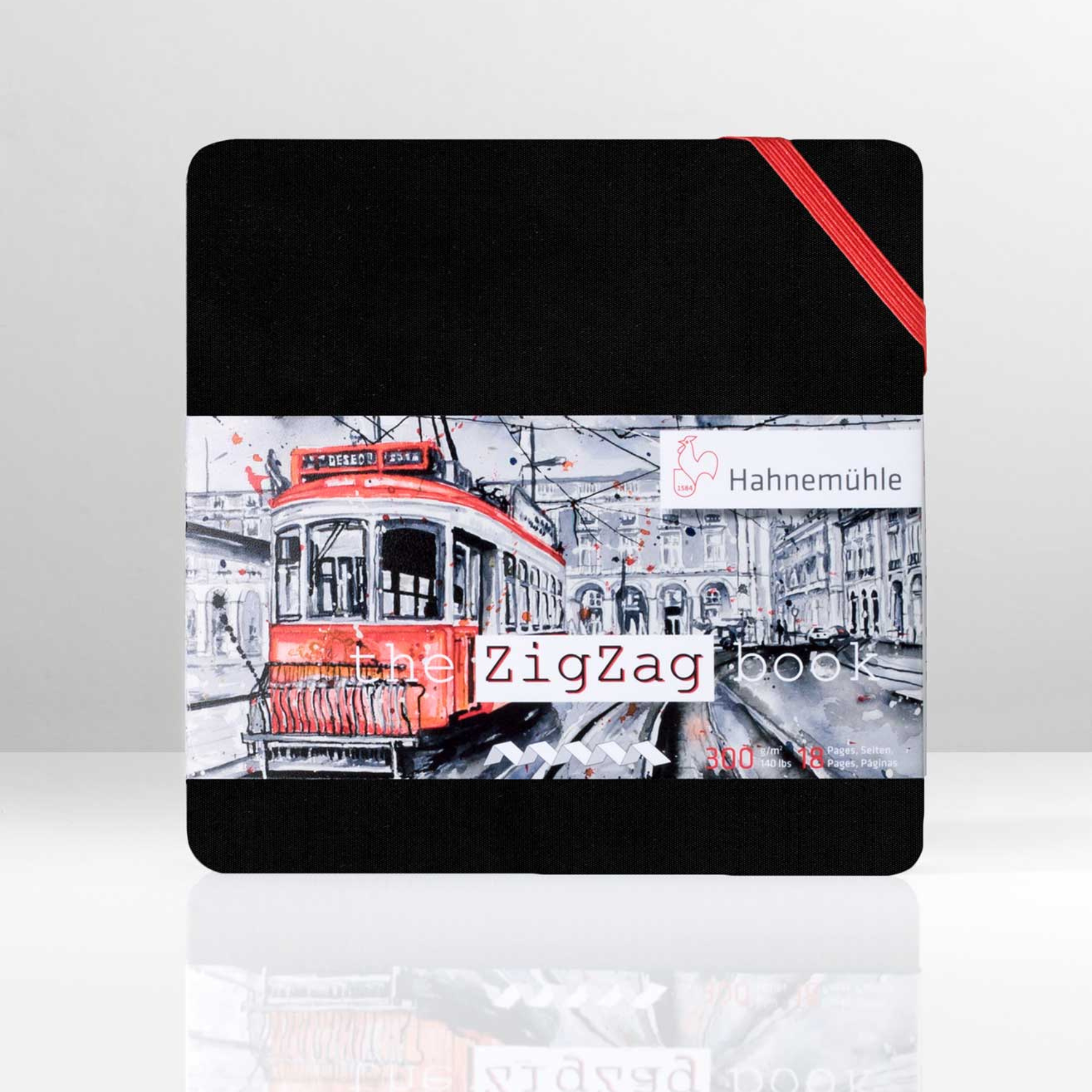 notebook, book, black cover, city tram, illustration