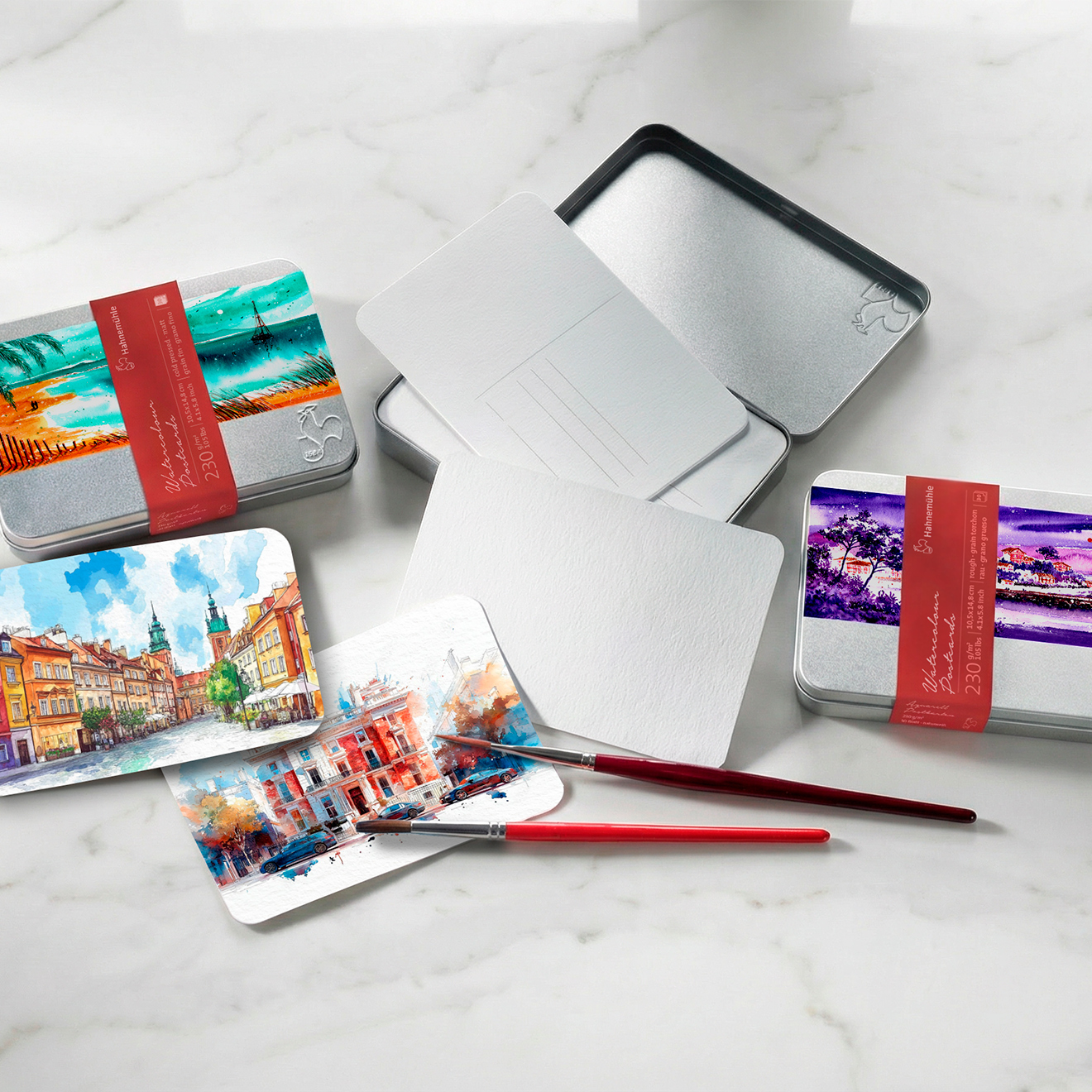 tin, tin box, art cards, pencils, paintings