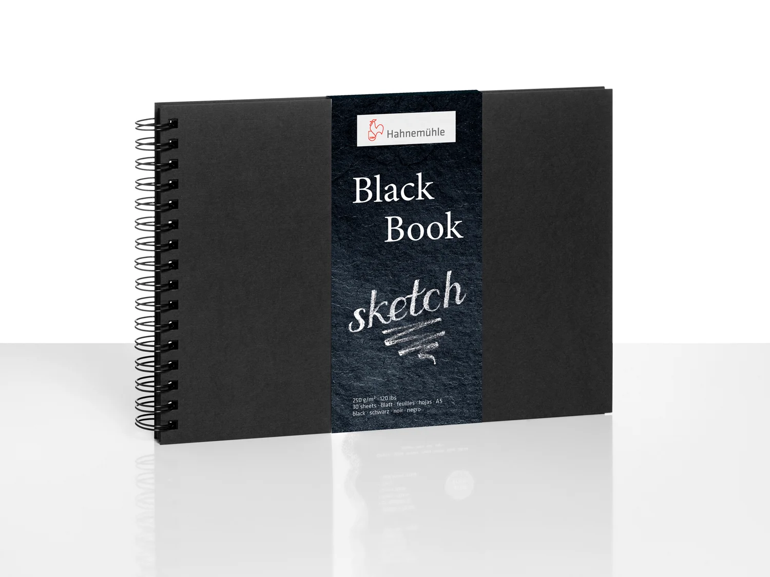 spiral-bound notebook, black cover, sketch book, wire-bound, A5 notebook