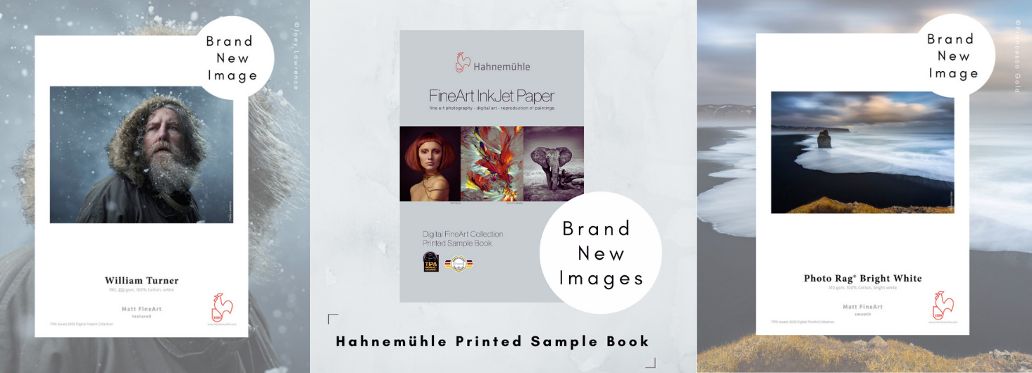 One Digital FineArt sample book and two printed sample sheets 