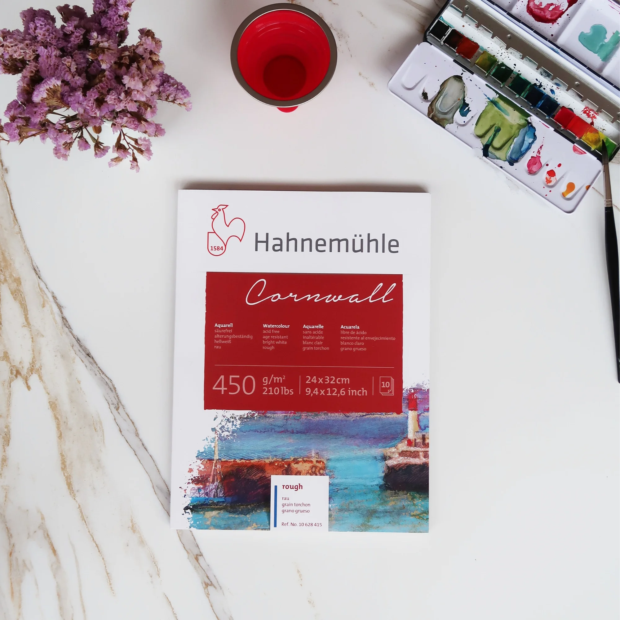 art paper, canvas paper, packaging, red label, coastal artwork