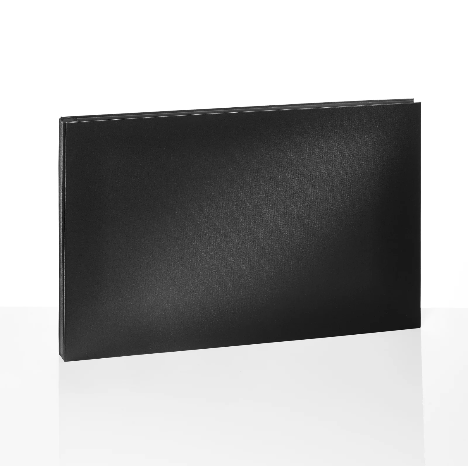black, cardboard box, photobook, presentation folder, sleek finish