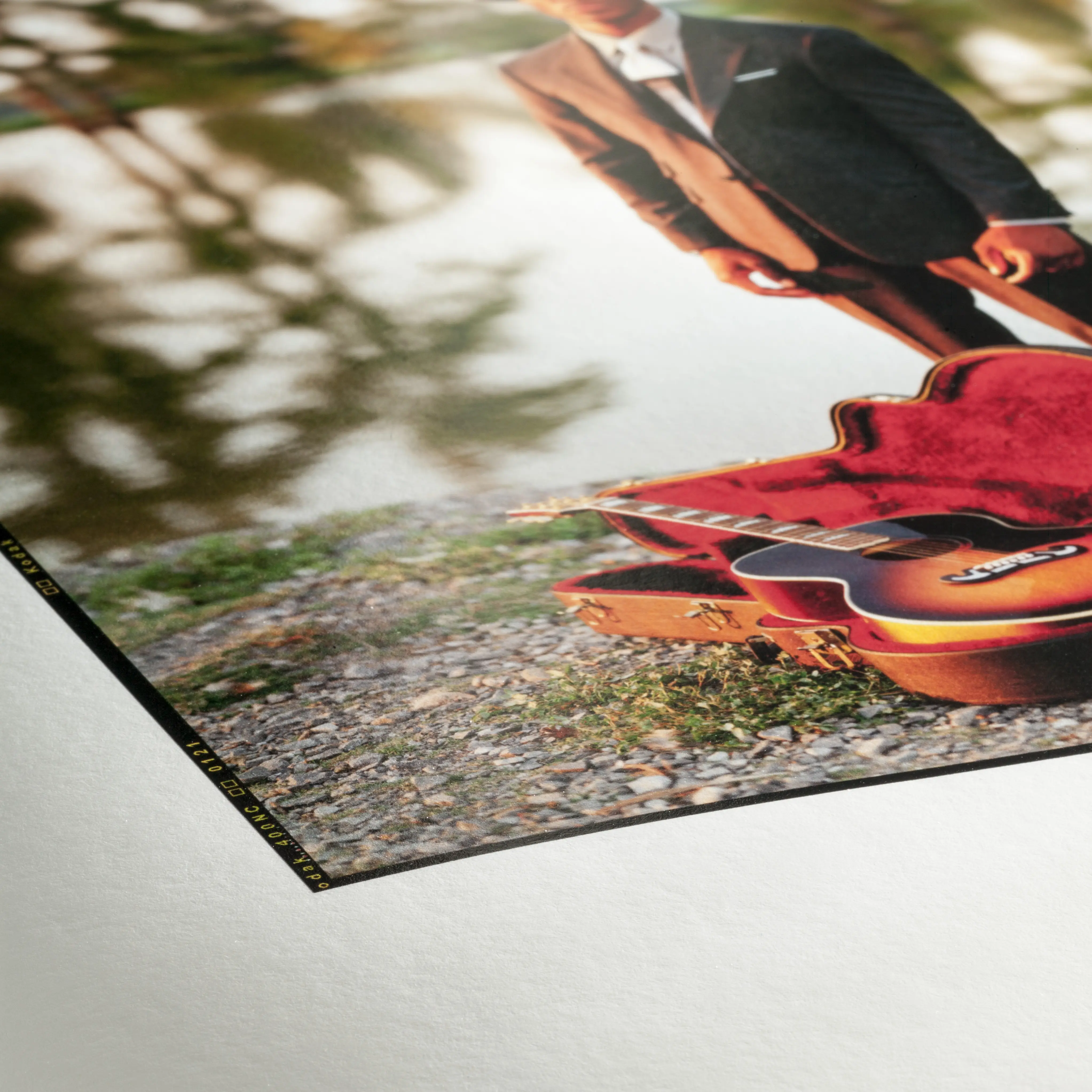 guitar, acoustic guitar, case, sunburst, photo poster