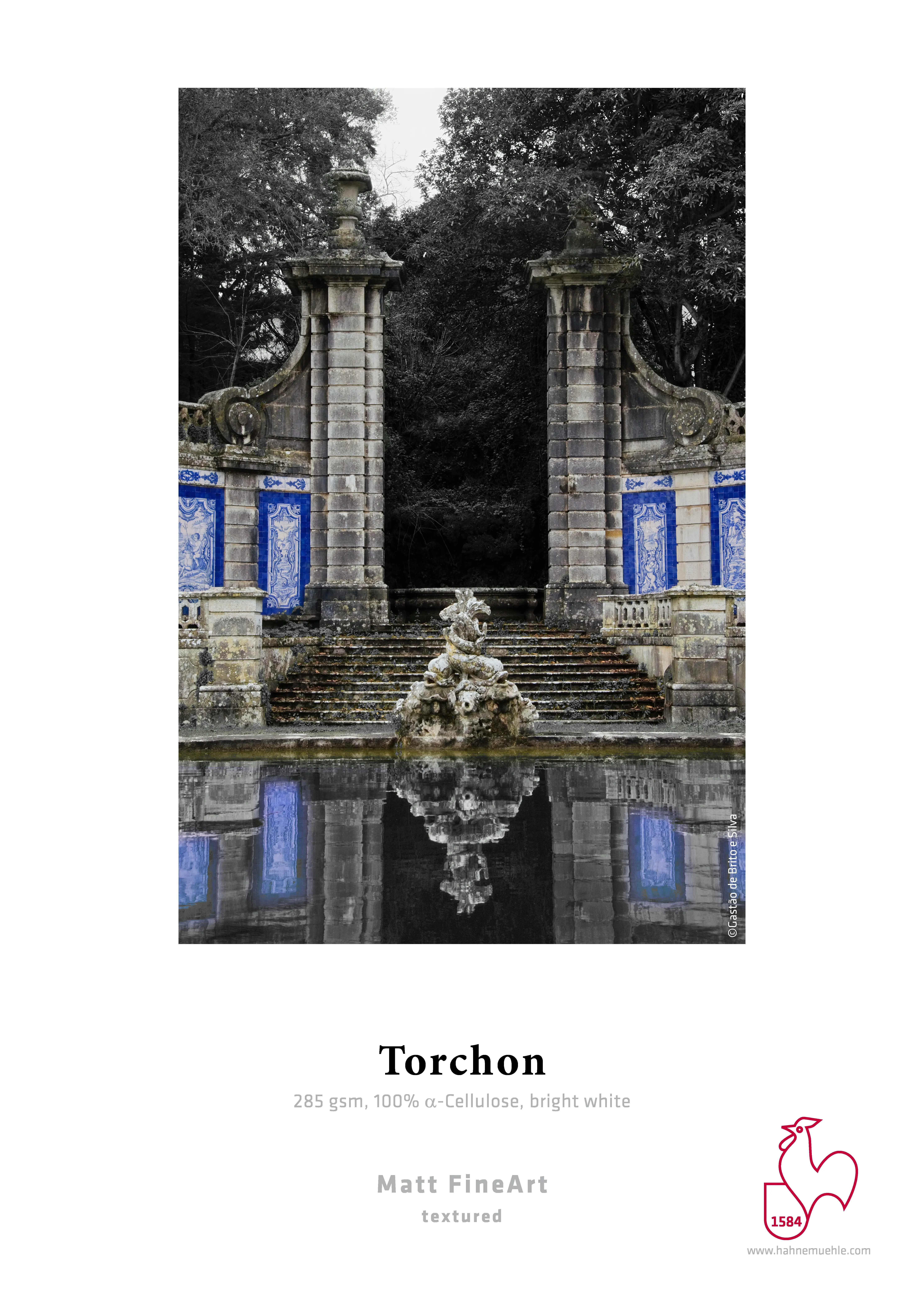 stoneGate, archway, blueTiles, waterReflection, statue fountain