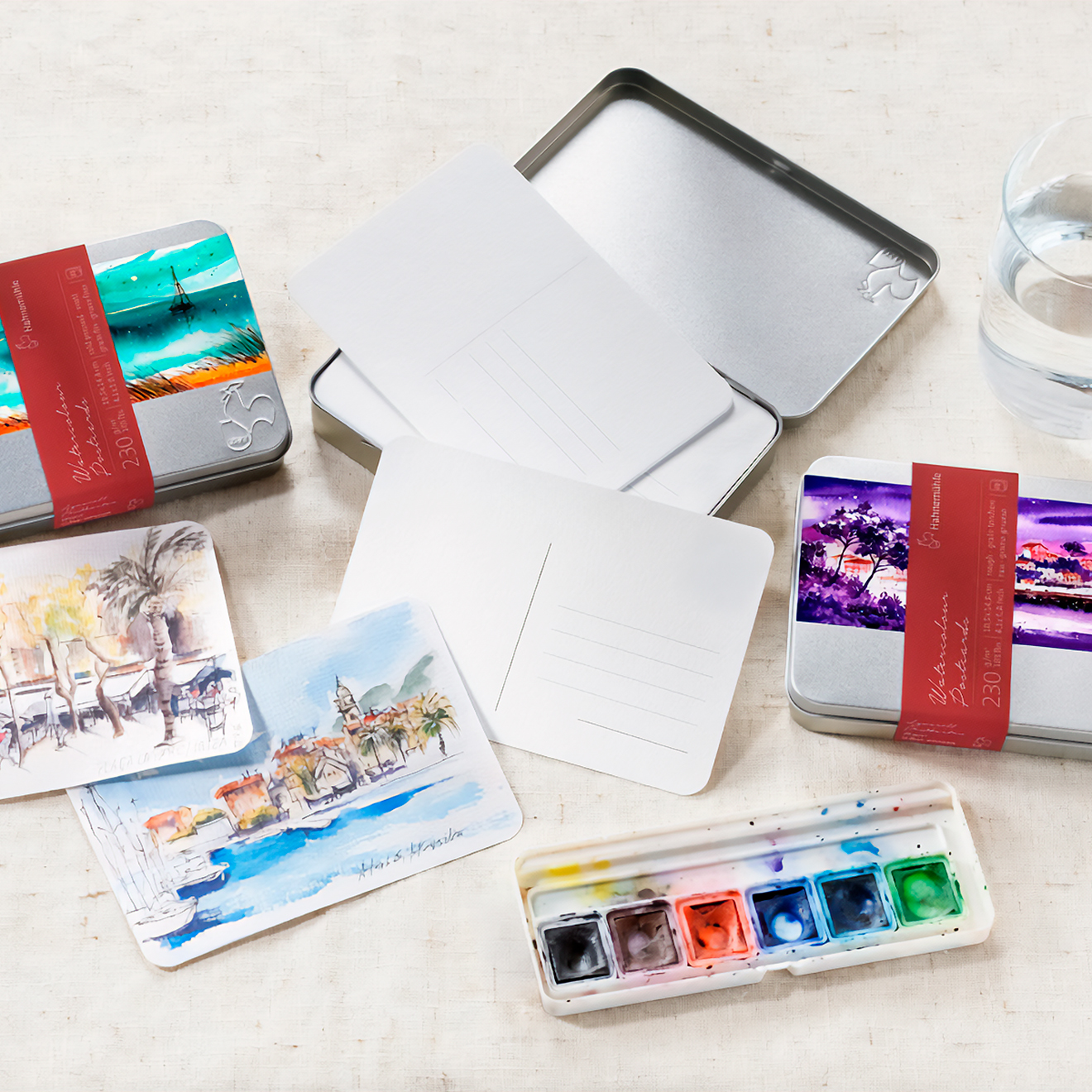 watercolor, paint, pocket tin, card set, art supplies