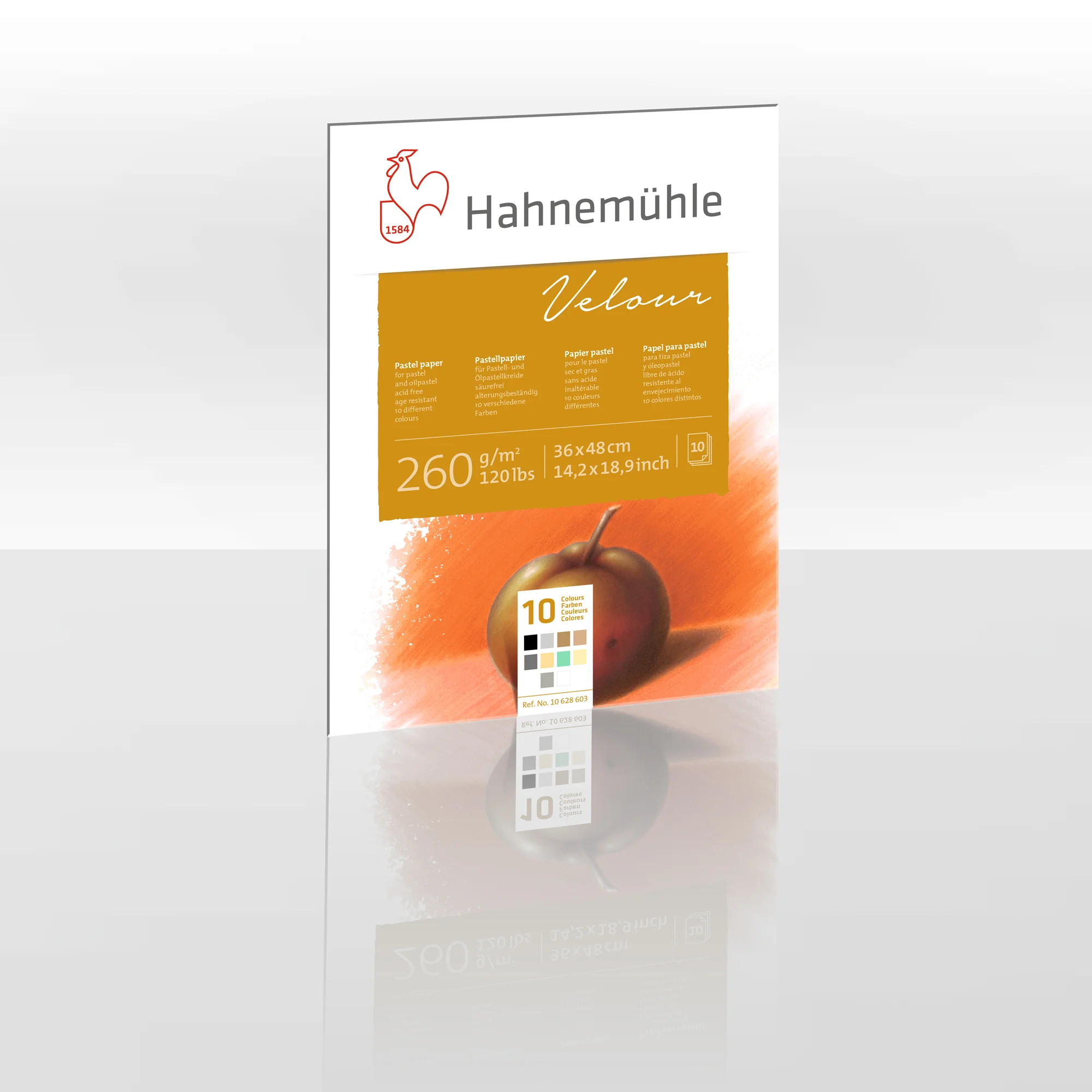 poster, inkjet paper, velour, orange gradient, fruit image
