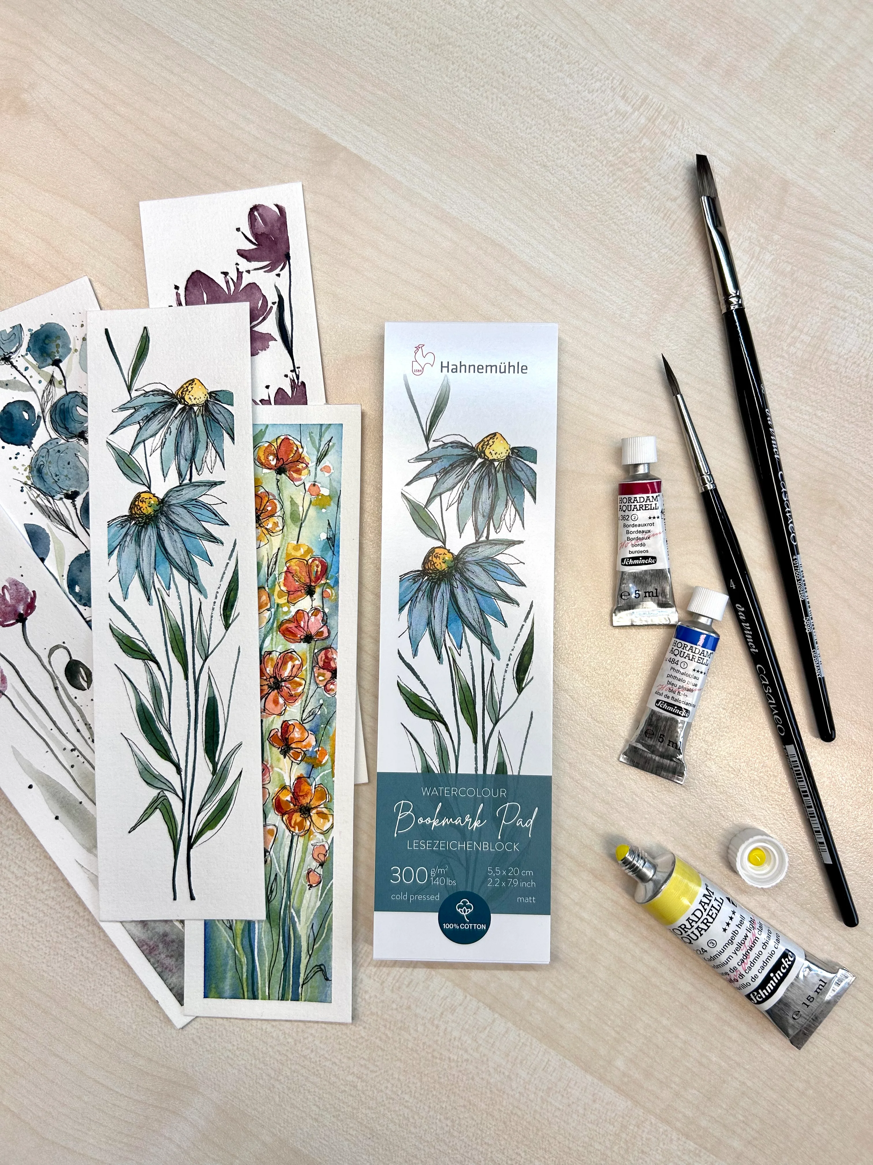 watercolor, bookmark, pads, art supplies, paper sheets