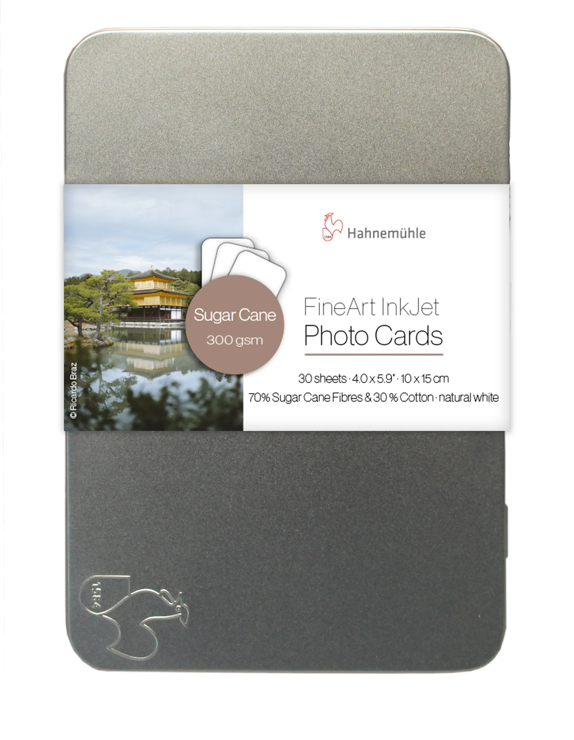 photo cards, inkjet, sugar cane, 300 gsm, metal tin