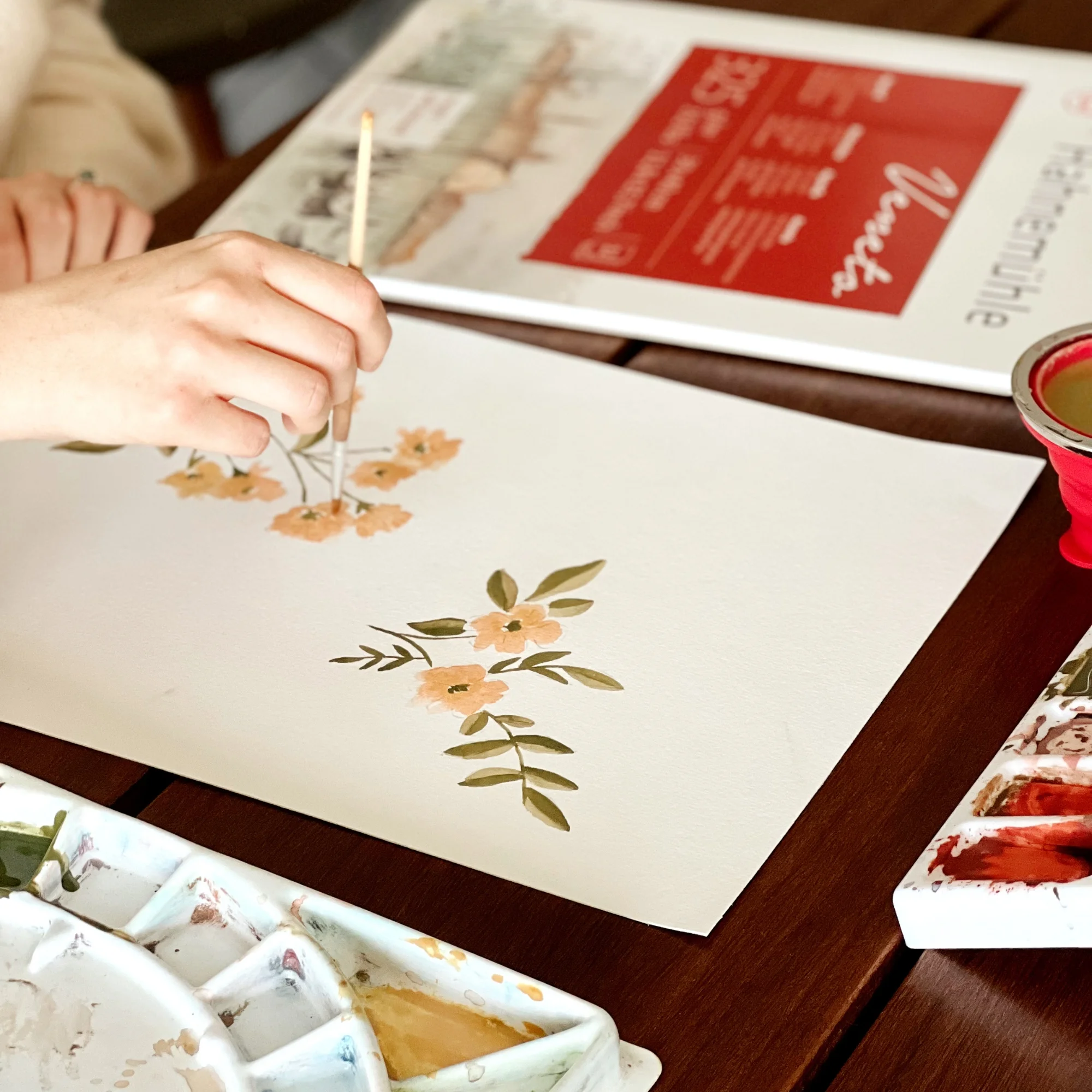 watercolor, floral, painting, art, hand-painted