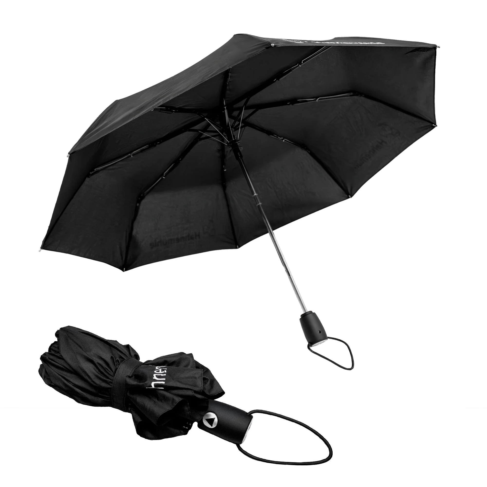 umbrella, compact, folding, black, carabiner