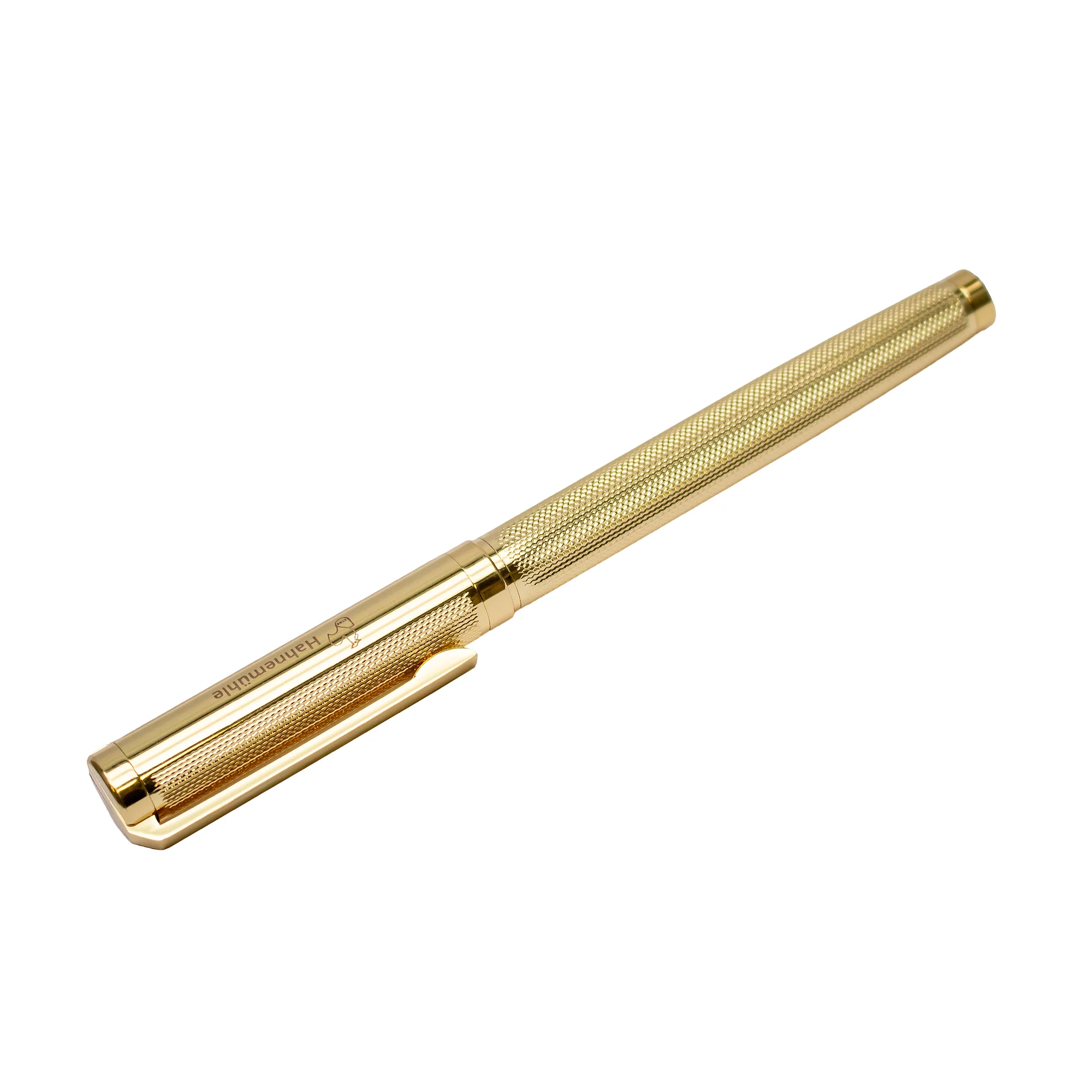 golden-capped-pen, metal-pen, knurled-barrel, ballpoint-pen, gold-tone