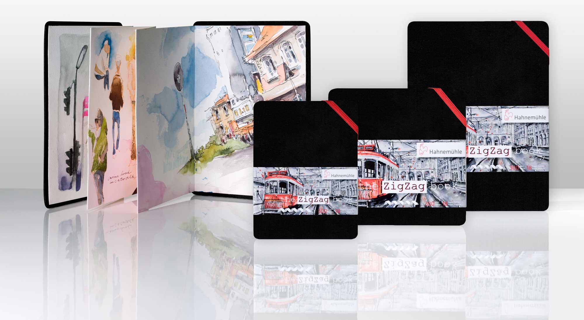 portfolio, art book, notebook, black cover, red elastic band