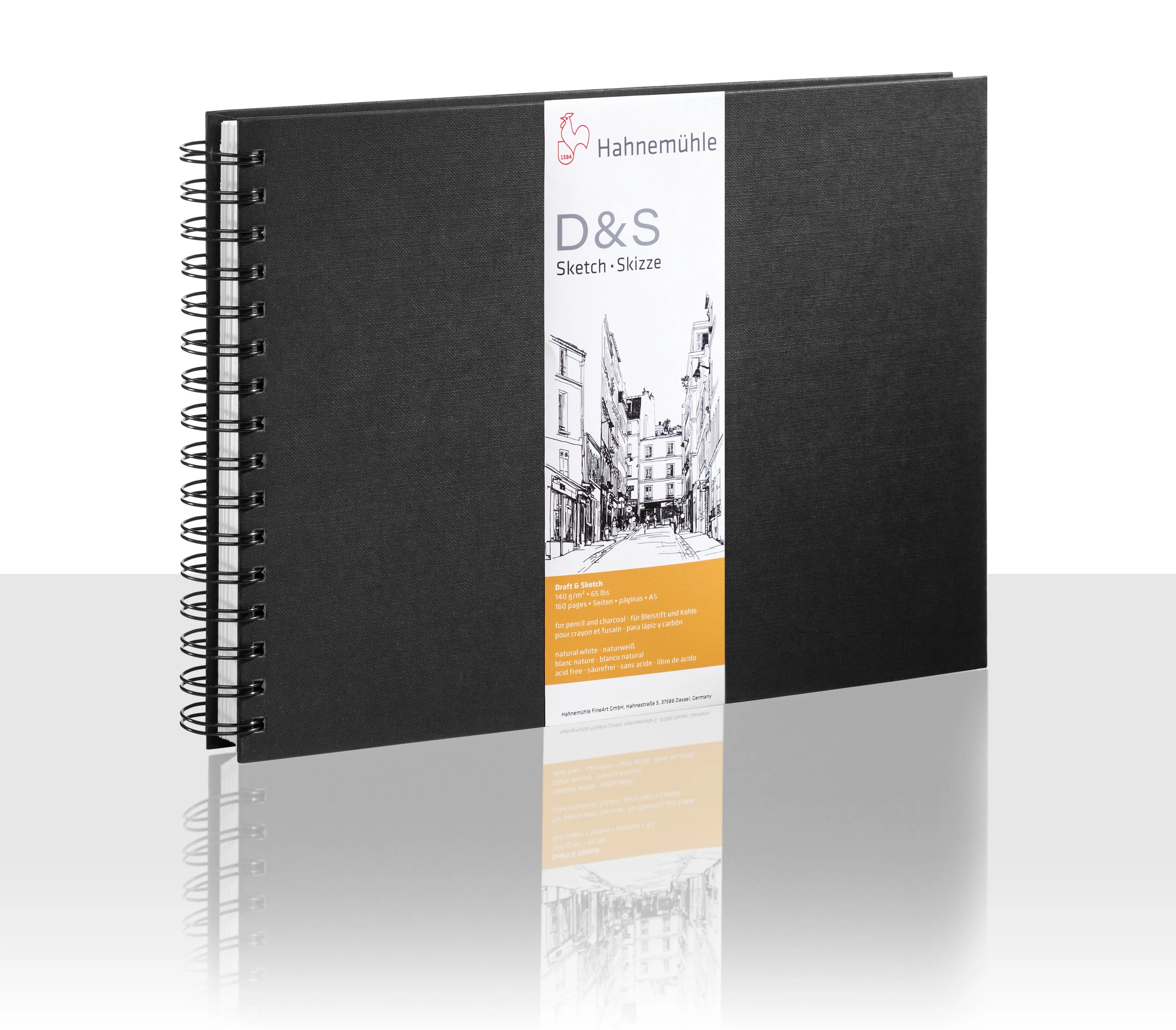 sketchbook, spiral-bound, black cover, A5 sketchbook, D&S sketch