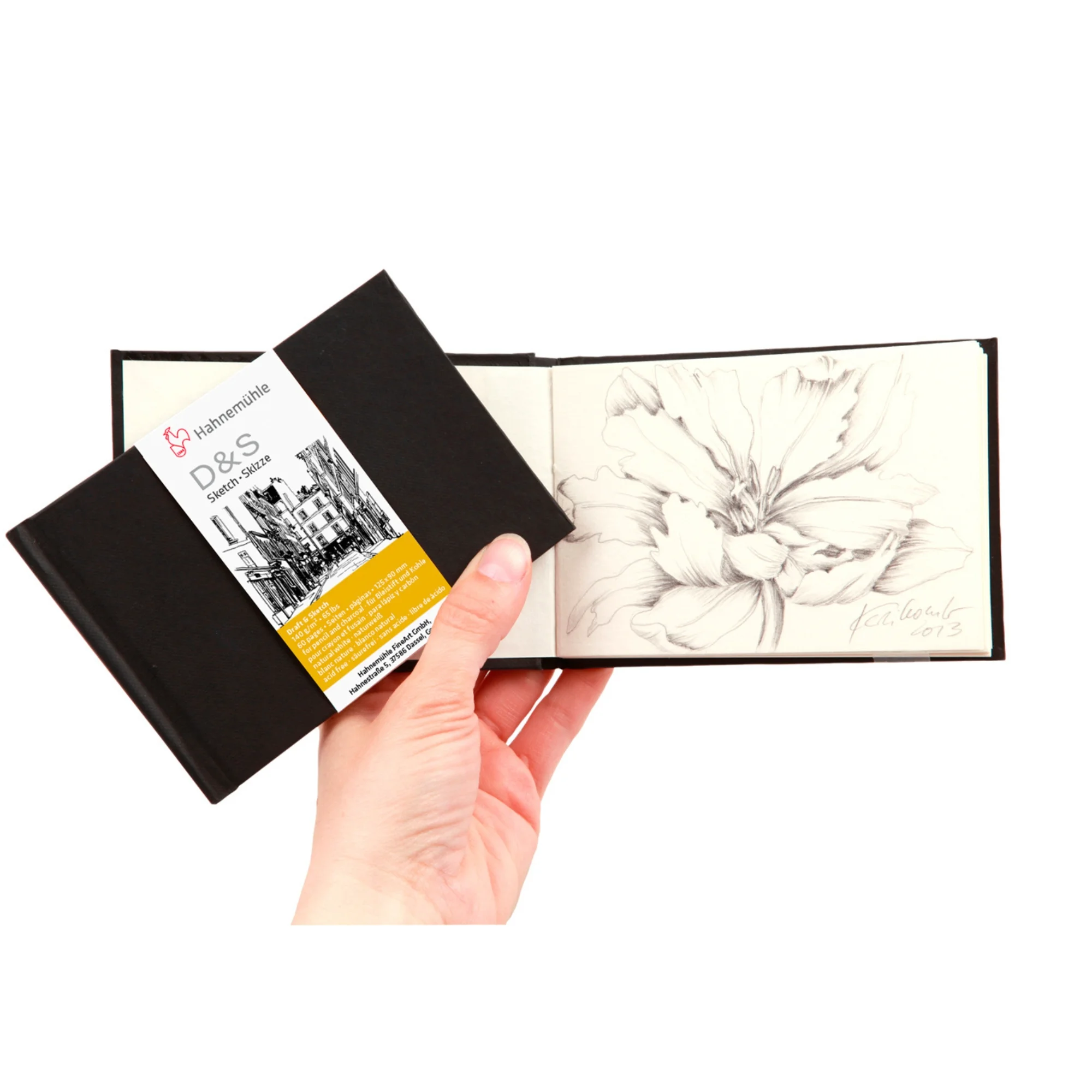 sketchbook, pocket notebook, drawing pad, black cover, sketchbook open