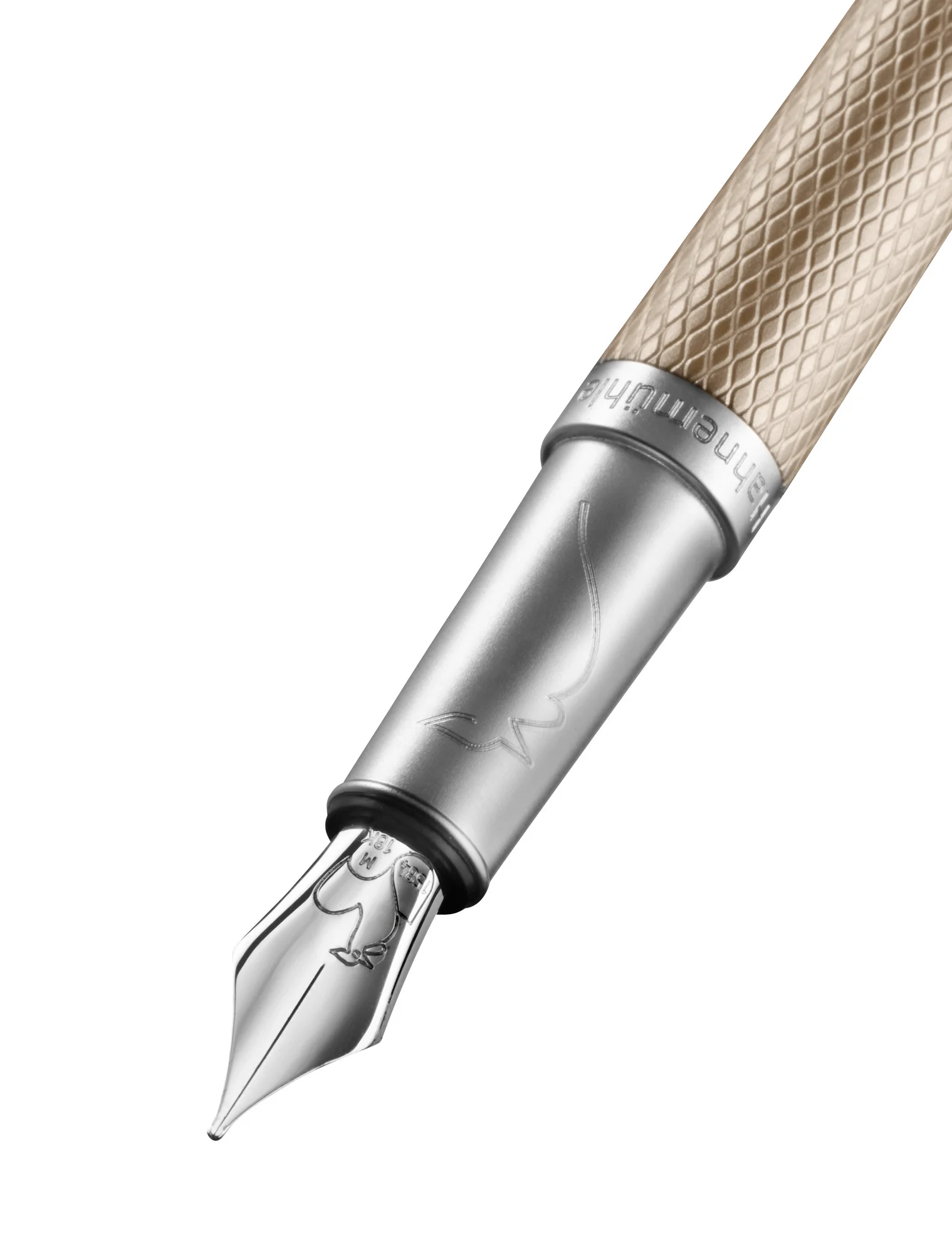 fountain pen, nib, nib tip, metal grip, beige grip